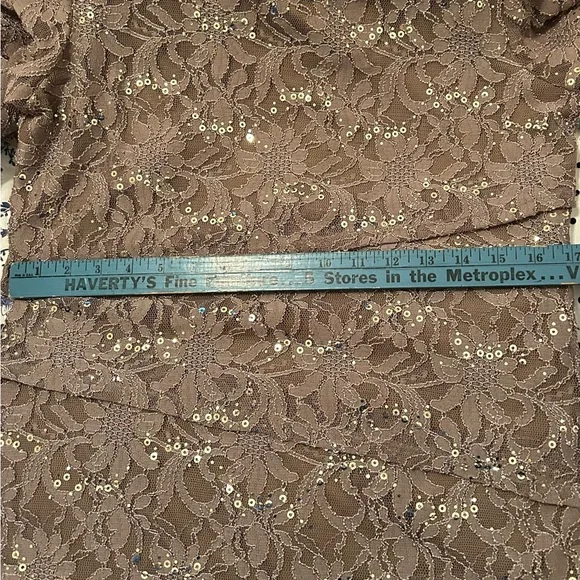 Ronni Nicole  Sequin Lace Long Sleeve Dress,  champagne color - Picture 9 of 9